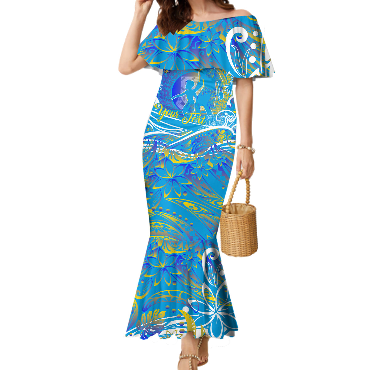 Father's Day Tuvalu Family Matching Mermaid Dress and Hawaiian Shirt Special Dad Polynesia Paradise DT02 Mom's Dress Blue - Polynesian Pride