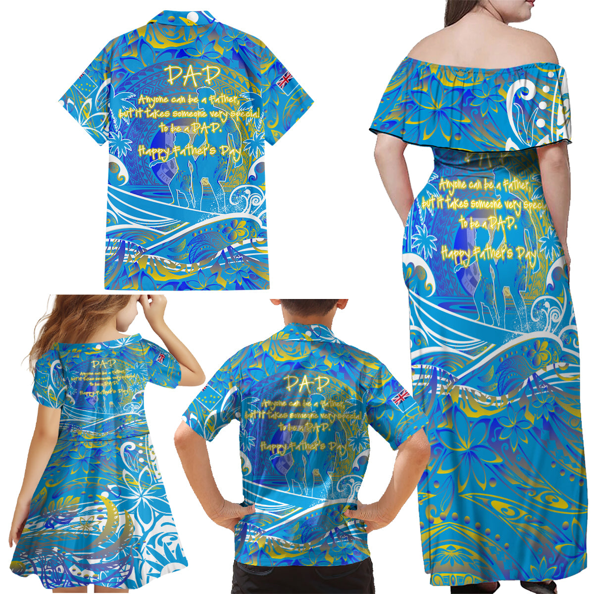 Father's Day Tuvalu Family Matching Off Shoulder Maxi Dress and Hawaiian Shirt Special Dad Polynesia Paradise DT02 - Polynesian Pride