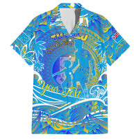 Father's Day Tuvalu Family Matching Off Shoulder Maxi Dress and Hawaiian Shirt Special Dad Polynesia Paradise DT02 Dad's Shirt - Short Sleeve Blue - Polynesian Pride