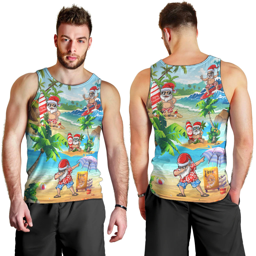Guam Christmas Men Tank Top Santa Claus Beach and Wave DT02 - Polynesian Pride