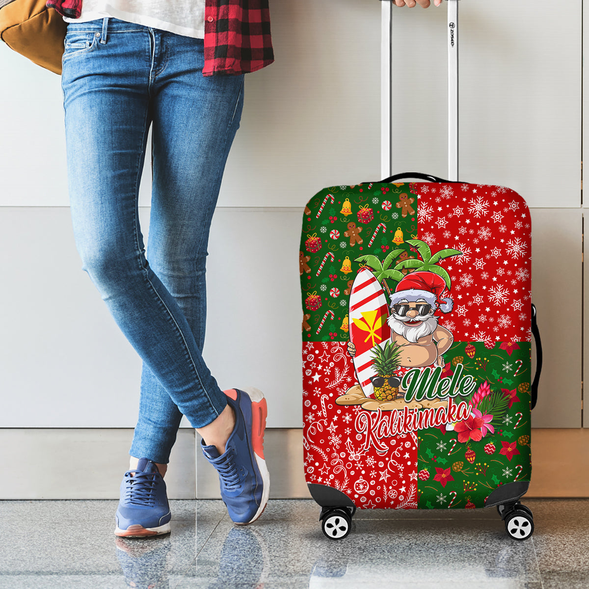 Hawaii Christmas Luggage Cover Mele Kalikimaka Kanaka Maoli DT02 - Polynesian Pride
