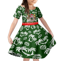 Guam Christmas Kid Short Sleeve Dress Felis Pusgua Tropical Xmas Patterns DT02 KID Green - Polynesian Pride