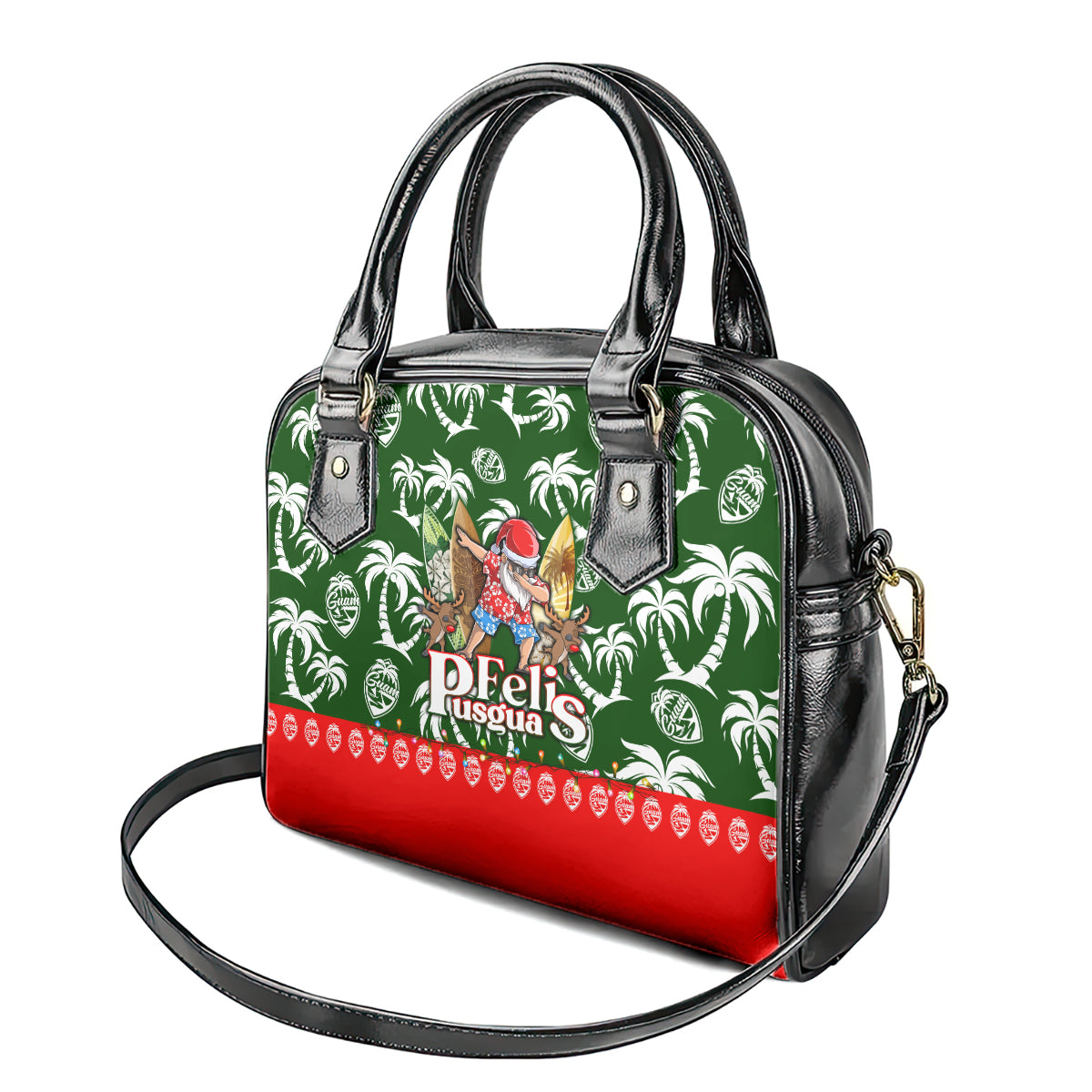 Guam Christmas Shoulder Handbag Felis Pusgua Tropical Xmas Patterns DT02 - Polynesian Pride