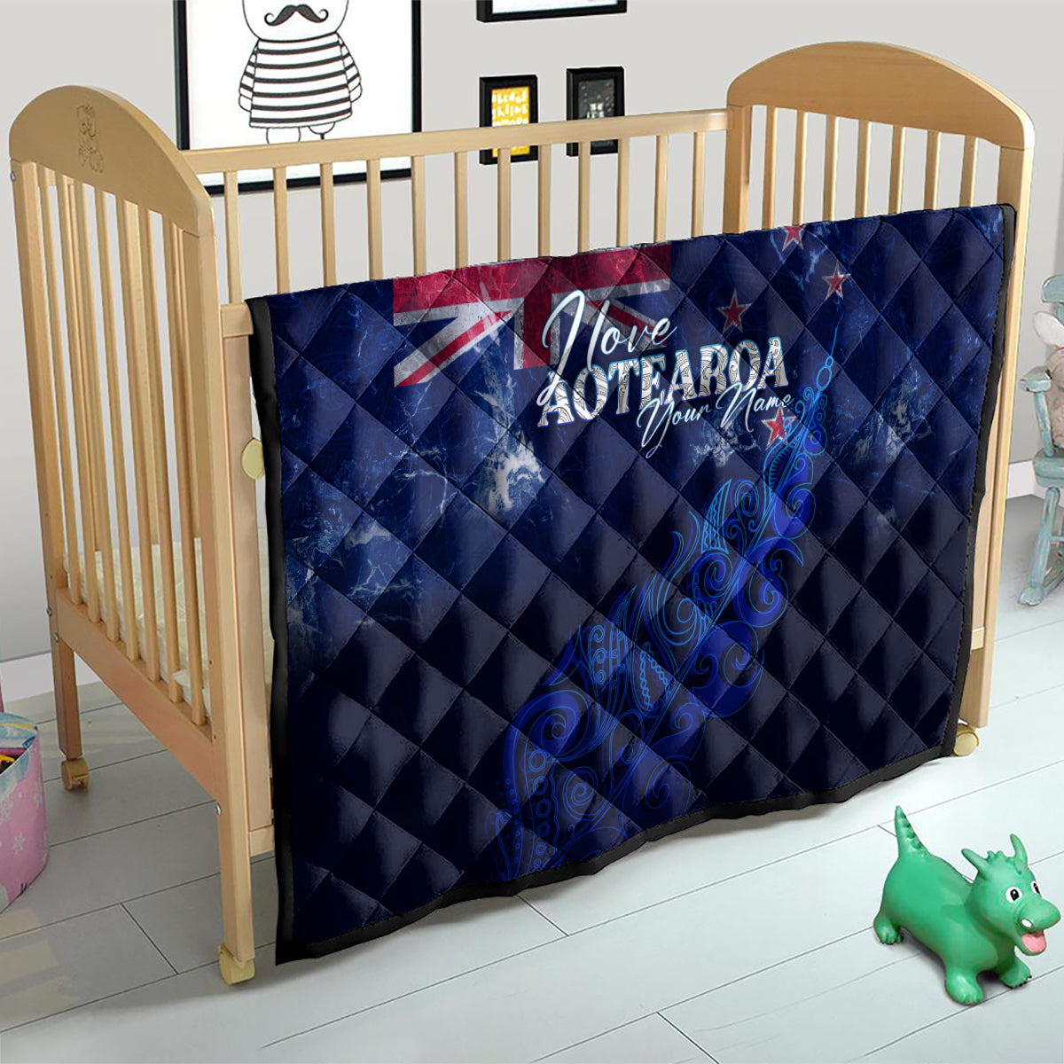 Personalised New Zealand Quilt Aotearoa Map Silver Fern DT02 - Polynesian Pride