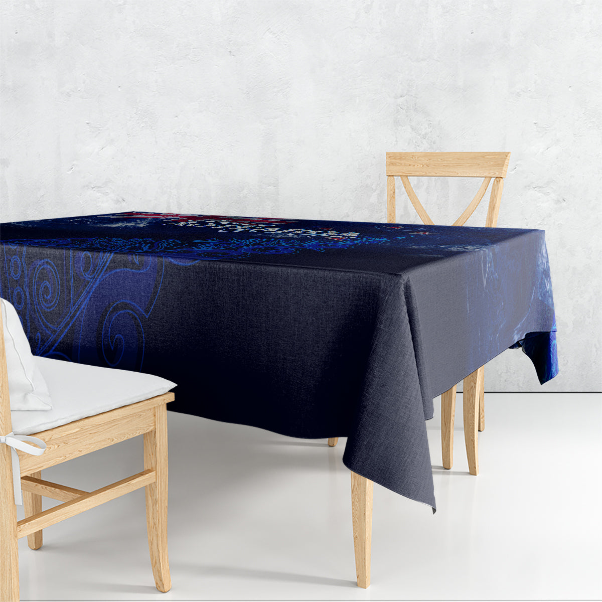 Personalised New Zealand Tablecloth Aotearoa Map Silver Fern DT02 - Polynesian Pride