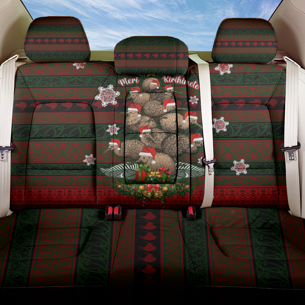 Meri Kirihimete New Zealand Back Car Seat Cover Christmas Kiwi Maori DT02 One Size Red - Polynesian Pride