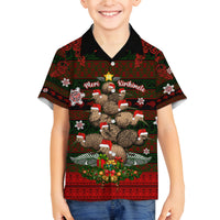 Meri Kirihimete New Zealand Family Matching Off Shoulder Long Sleeve Dress and Hawaiian Shirt Christmas Kiwi Maori DT02 Son's Shirt Red - Polynesian Pride
