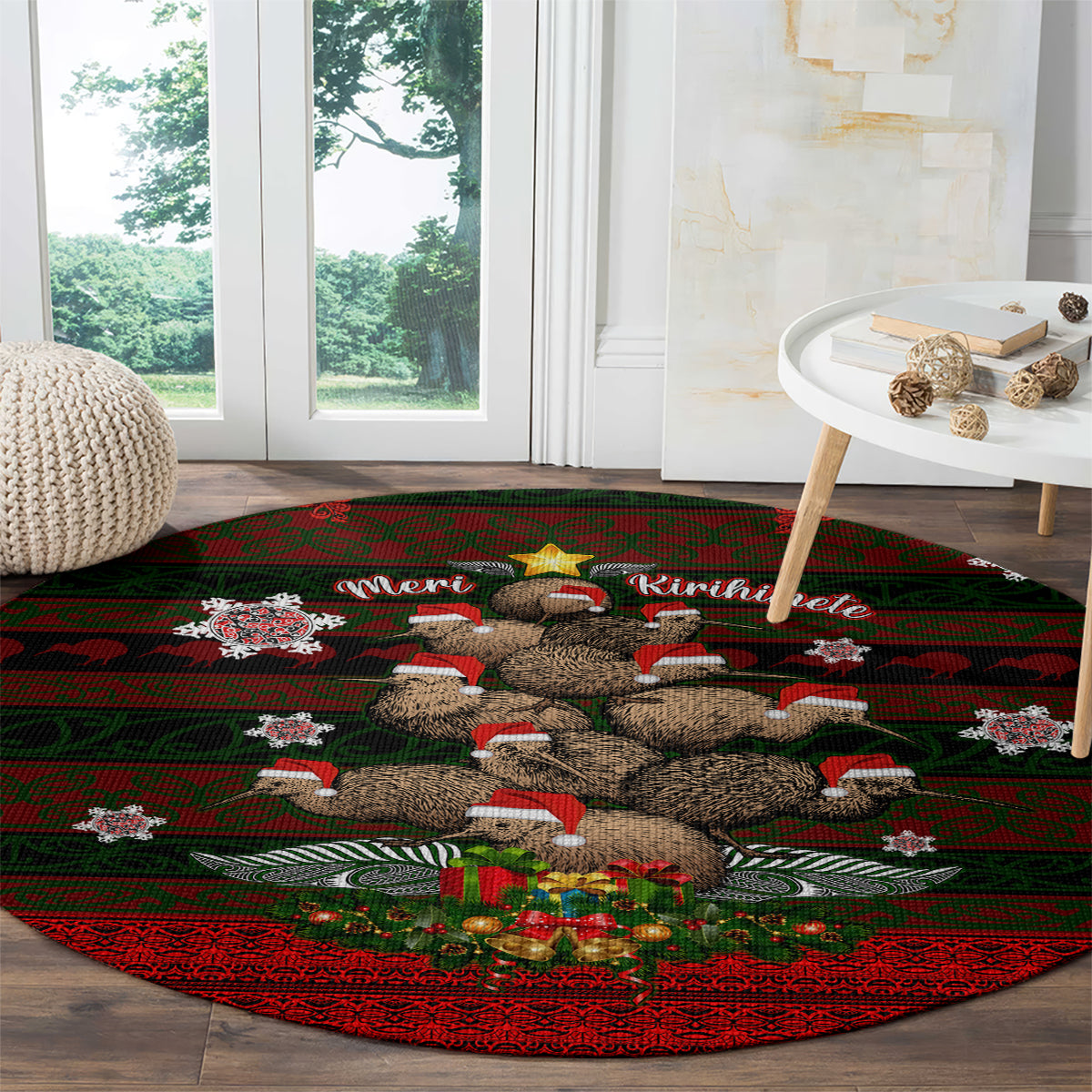 Meri Kirihimete New Zealand Round Carpet Christmas Kiwi Maori DT02 - Polynesian Pride