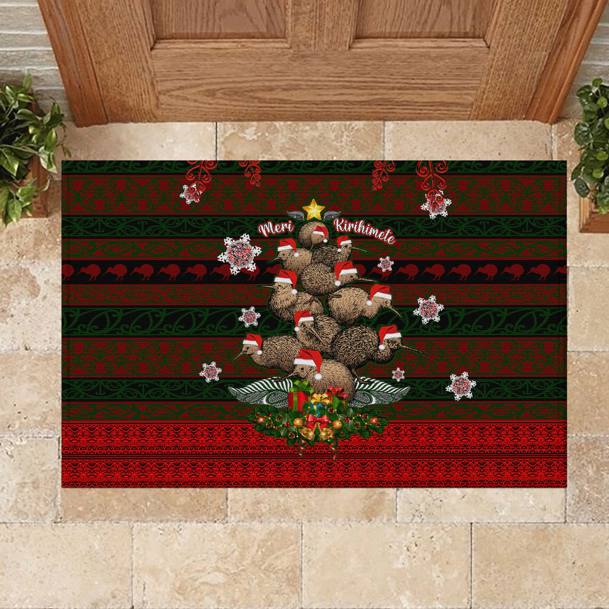 Meri Kirihimete New Zealand Rubber Doormat Christmas Kiwi Maori DT02 - Polynesian Pride