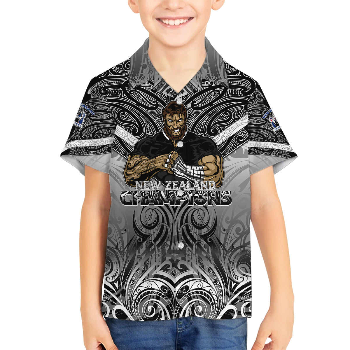 New Zealand Family Matching Long Sleeve Bodycon Dress and Hawaiian Shirt Rugby Aotearoa Champions DT02 Son's Shirt Black - Polynesian Pride