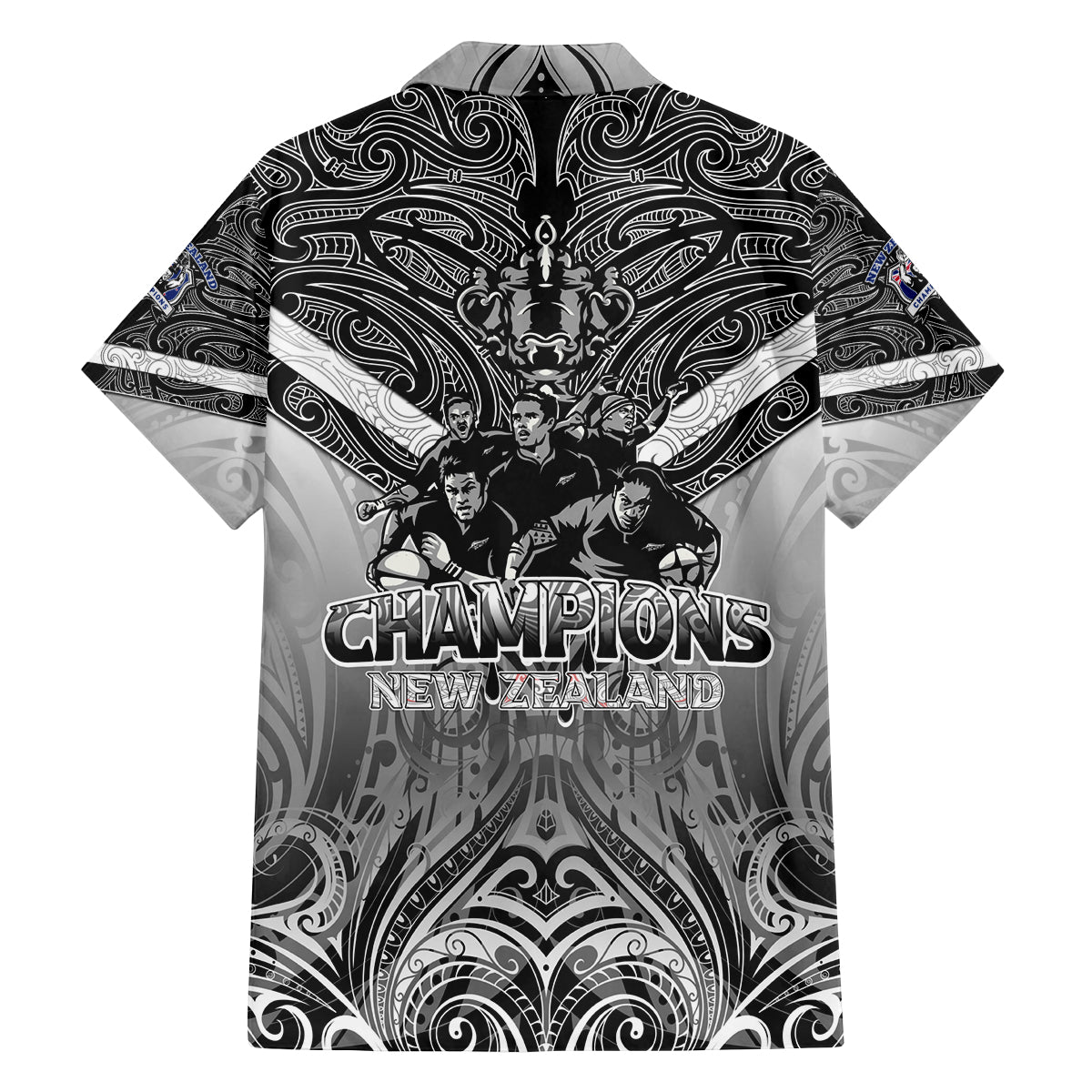New Zealand Family Matching Off Shoulder Long Sleeve Dress and Hawaiian Shirt Rugby Aotearoa Champions DT02 - Polynesian Pride