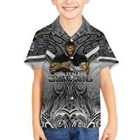 New Zealand Family Matching Off Shoulder Maxi Dress and Hawaiian Shirt Rugby Aotearoa Champions DT02 Son's Shirt Black - Polynesian Pride
