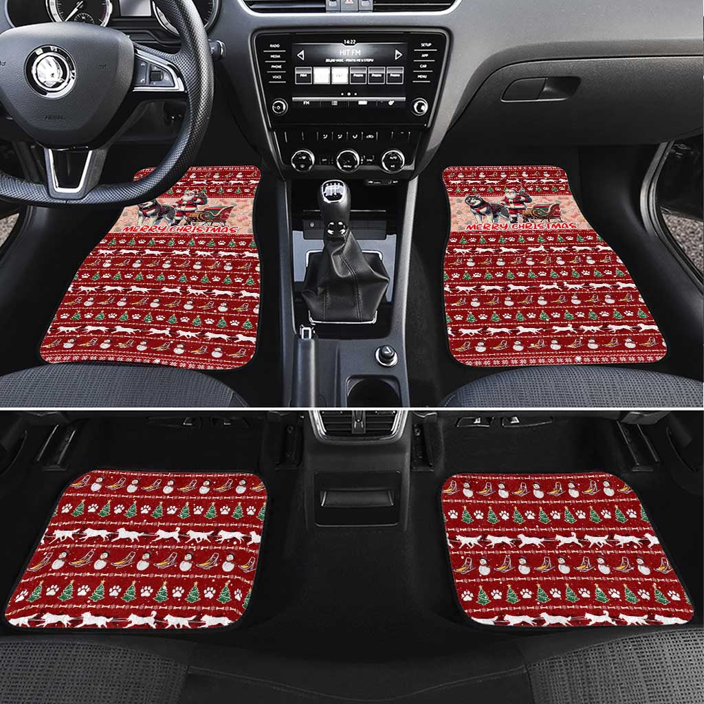 Dog Sled Christmas Car Mats Husky Sleigh Ride Design DT02 Set 4pcs Red - Polynesian Pride