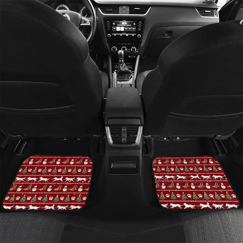 Dog Sled Christmas Car Mats Husky Sleigh Ride Design DT02 Set 2pcs - Back Red - Polynesian Pride