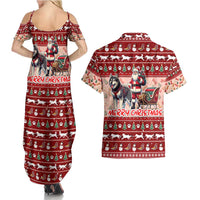 Dog Sled Christmas Couples Matching Summer Maxi Dress and Hawaiian Shirt Husky Sleigh Ride Design DT02 - Polynesian Pride