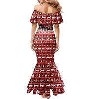 Dog Sled Christmas Family Matching Mermaid Dress and Hawaiian Shirt Husky Sleigh Ride Design DT02 - Polynesian Pride
