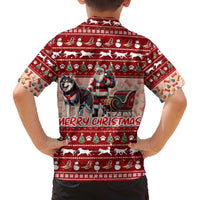 Dog Sled Christmas Family Matching Off The Shoulder Long Sleeve Dress and Hawaiian Shirt Husky Sleigh Ride Design DT02 - Polynesian Pride