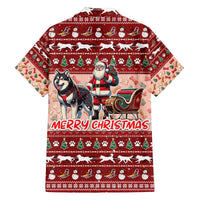Dog Sled Christmas Family Matching Off The Shoulder Long Sleeve Dress and Hawaiian Shirt Husky Sleigh Ride Design DT02 - Polynesian Pride
