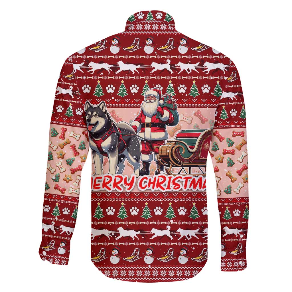 Dog Sled Christmas Family Matching Off Shoulder Maxi Dress and Hawaiian Shirt Husky Sleigh Ride Design DT02 - Polynesian Pride