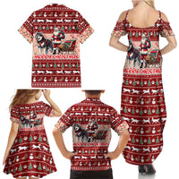 Dog Sled Christmas Family Matching Summer Maxi Dress and Hawaiian Shirt Husky Sleigh Ride Design DT02 - Polynesian Pride