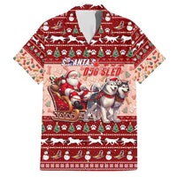 Dog Sled Christmas Family Matching Summer Maxi Dress and Hawaiian Shirt Husky Sleigh Ride Design DT02 Dad's Shirt - Short Sleeve Red - Polynesian Pride