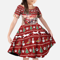 Dog Sled Christmas Family Matching Tank Maxi Dress and Hawaiian Shirt Husky Sleigh Ride Design DT02 Daughter's Dress Red - Polynesian Pride