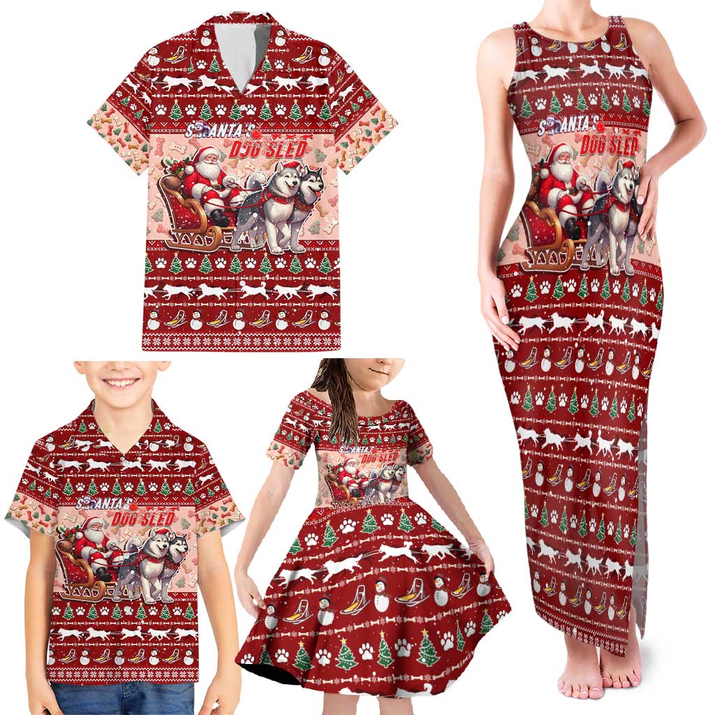 Dog Sled Christmas Family Matching Tank Maxi Dress and Hawaiian Shirt Husky Sleigh Ride Design DT02 - Polynesian Pride