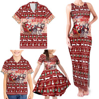 Dog Sled Christmas Family Matching Tank Maxi Dress and Hawaiian Shirt Husky Sleigh Ride Design DT02 - Polynesian Pride