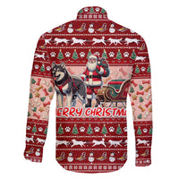 Dog Sled Christmas Family Matching Tank Maxi Dress and Hawaiian Shirt Husky Sleigh Ride Design DT02 - Polynesian Pride