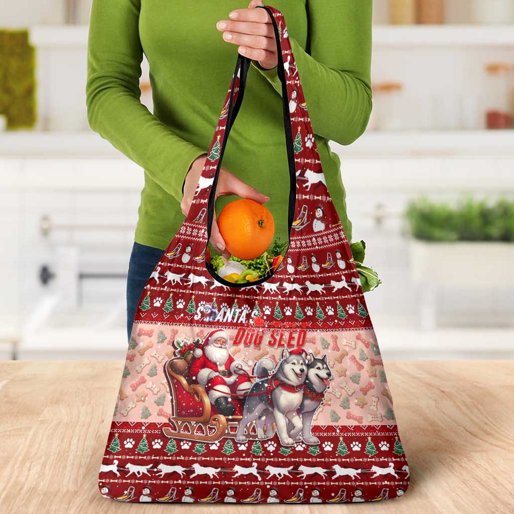 Dog Sled Christmas Grocery Bag Husky Sleigh Ride Design DT02 - Polynesian Pride