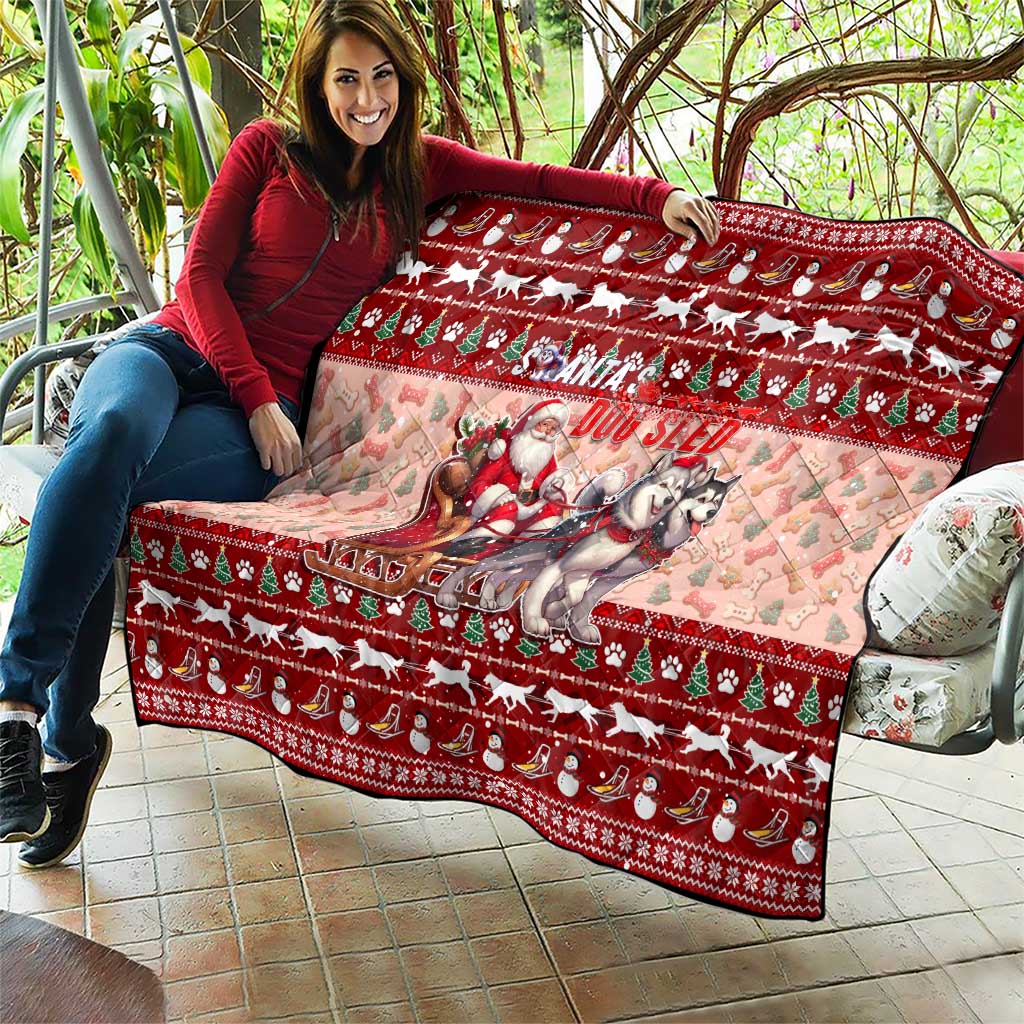 Dog Sled Christmas Quilt Husky Sleigh Ride Design - Polynesian Pride
