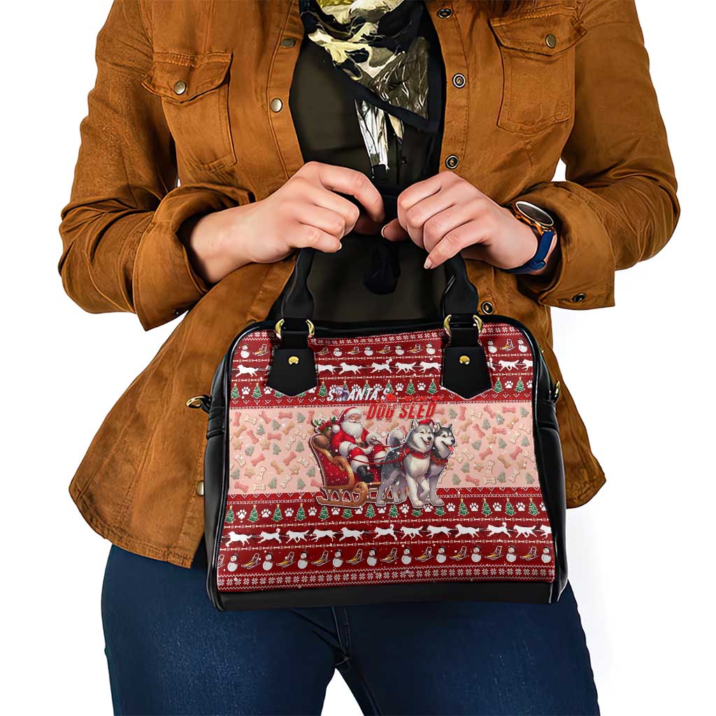 Dog Sled Christmas Shoulder Handbag Husky Sleigh Ride Design - Polynesian Pride