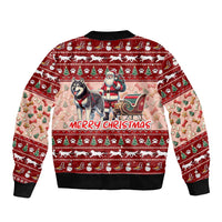 Dog Sled Christmas Sleeve Zip Bomber Jacket Husky Sleigh Ride Design DT02 - Polynesian Pride