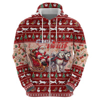 Dog Sled Christmas Zip Hoodie Husky Sleigh Ride Design - Polynesian Pride