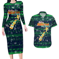 Merry Christmas New Zealand Couples Matching Long Sleeve Bodycon Dress and Hawaiian Shirt Xmas Travel Map DT02 Blue - Polynesian Pride