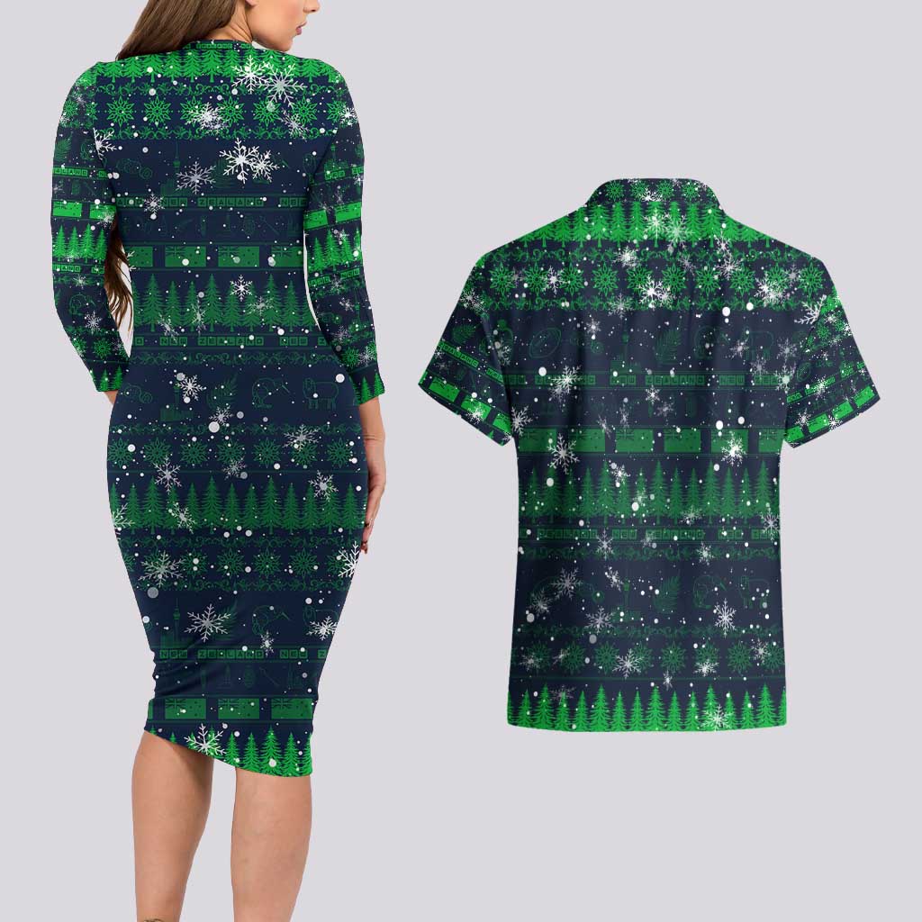 Merry Christmas New Zealand Couples Matching Long Sleeve Bodycon Dress and Hawaiian Shirt Xmas Travel Map DT02 - Polynesian Pride
