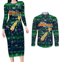Merry Christmas New Zealand Couples Matching Long Sleeve Bodycon Dress and Long Sleeve Button Shirt Xmas Travel Map DT02 Blue - Polynesian Pride
