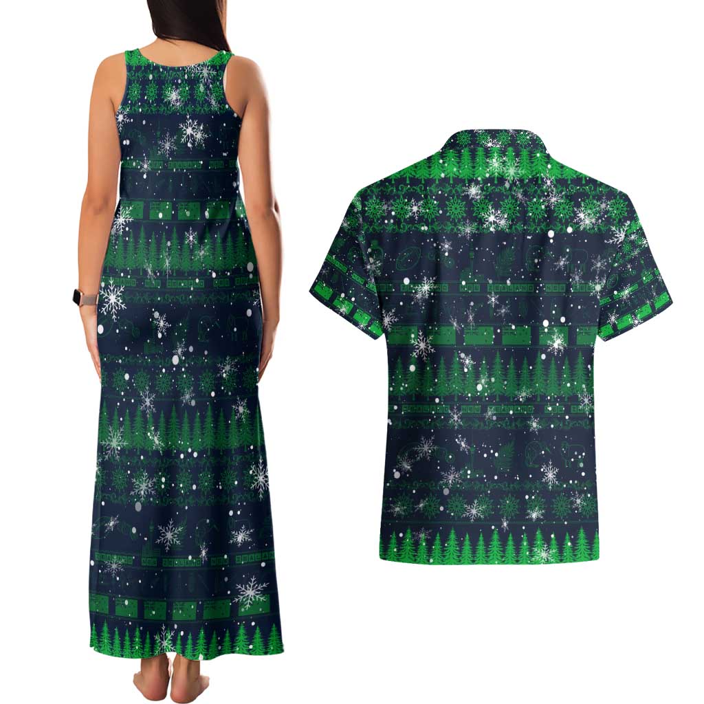 Merry Christmas New Zealand Couples Matching Tank Maxi Dress and Hawaiian Shirt Xmas Travel Map DT02 - Polynesian Pride