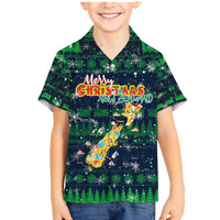 Merry Christmas New Zealand Family Matching Mermaid Dress and Hawaiian Shirt Xmas Travel Map DT02 Son's Shirt Blue - Polynesian Pride