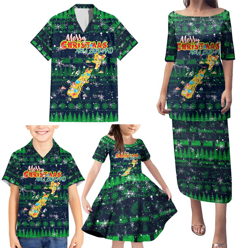 Merry Christmas New Zealand Family Matching Puletasi and Hawaiian Shirt Xmas Travel Map DT02 - Polynesian Pride