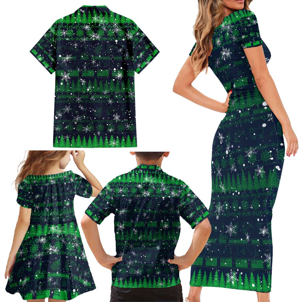 Merry Christmas New Zealand Family Matching Short Sleeve Bodycon Dress and Hawaiian Shirt Xmas Travel Map DT02 - Polynesian Pride