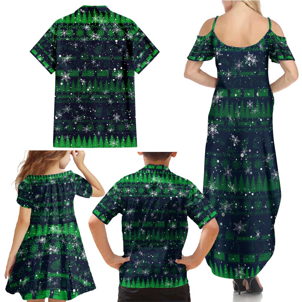 Merry Christmas New Zealand Family Matching Summer Maxi Dress and Hawaiian Shirt Xmas Travel Map DT02 - Polynesian Pride
