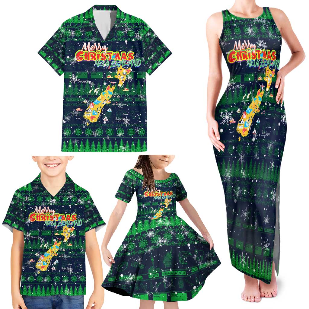 Merry Christmas New Zealand Family Matching Tank Maxi Dress and Hawaiian Shirt Xmas Travel Map DT02 - Polynesian Pride