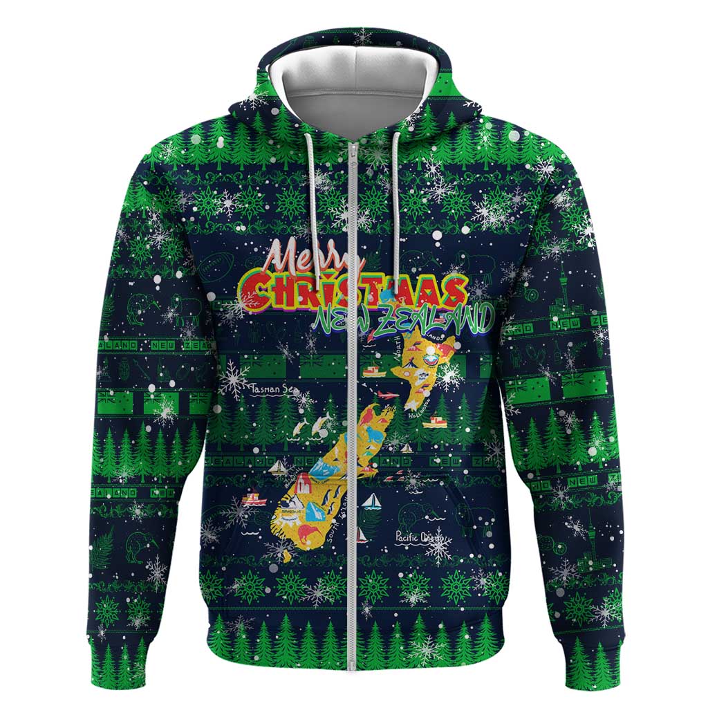 Merry Christmas New Zealand Hoodie Xmas Travel Map - Polynesian Pride