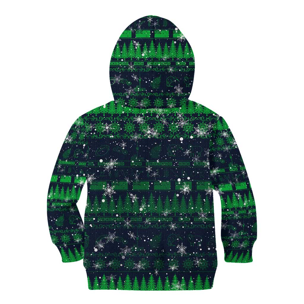 Merry Christmas New Zealand Kid Hoodie Xmas Travel Map - Polynesian Pride