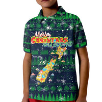 Merry Christmas New Zealand Kid Polo Shirt Xmas Travel Map DT02 Kid Blue - Polynesian Pride