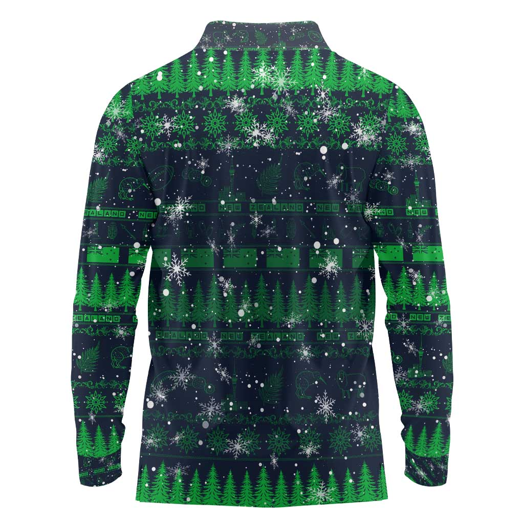 Merry Christmas New Zealand Long Sleeve Polo Shirt Xmas Travel Map DT02 - Polynesian Pride
