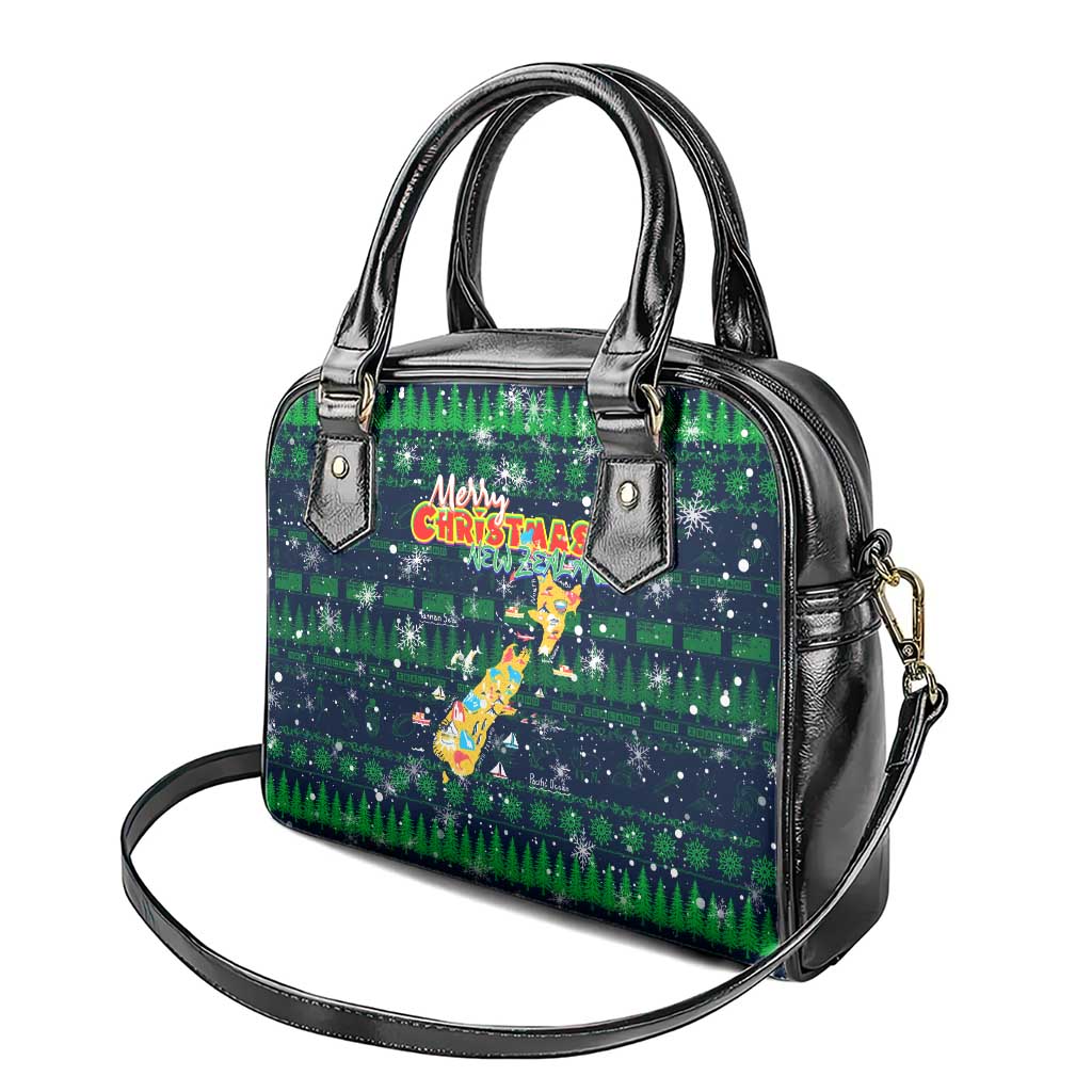 Merry Christmas New Zealand Shoulder Handbag Xmas Travel Map - Polynesian Pride