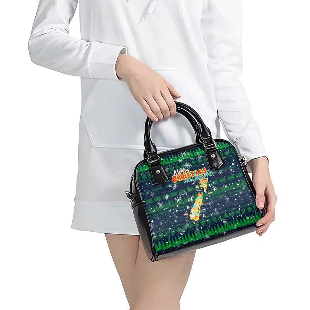 Merry Christmas New Zealand Shoulder Handbag Xmas Travel Map - Polynesian Pride