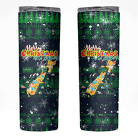 Merry Christmas New Zealand Skinny Tumbler Xmas Travel Map DT02 Blue - Polynesian Pride